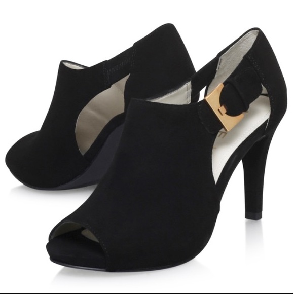 NWOT Suede Peep-Toe Heel w/Gold Accents Sz 9.5 - Picture 4 of 15